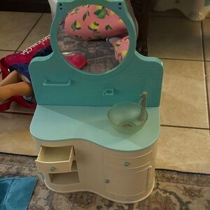 American Girl Doll Vanity Set - Blue and Cream